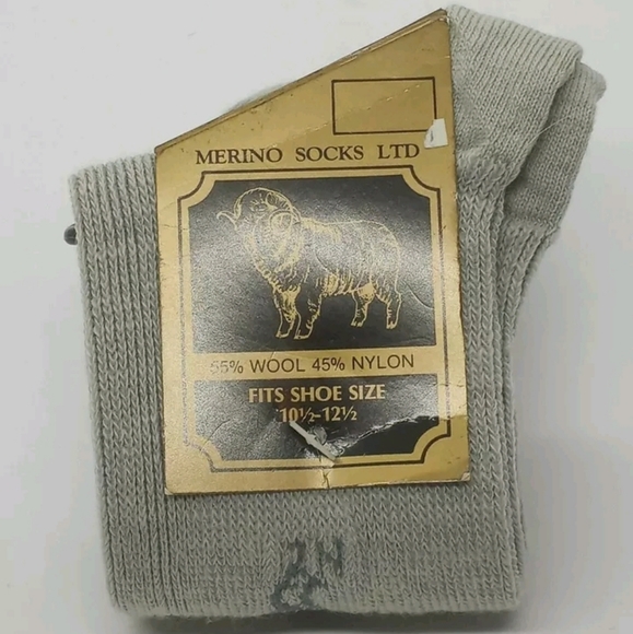 Merino Socks Ltd long gray wool nylon socks vintage men comfortable warm - Picture 1 of 3